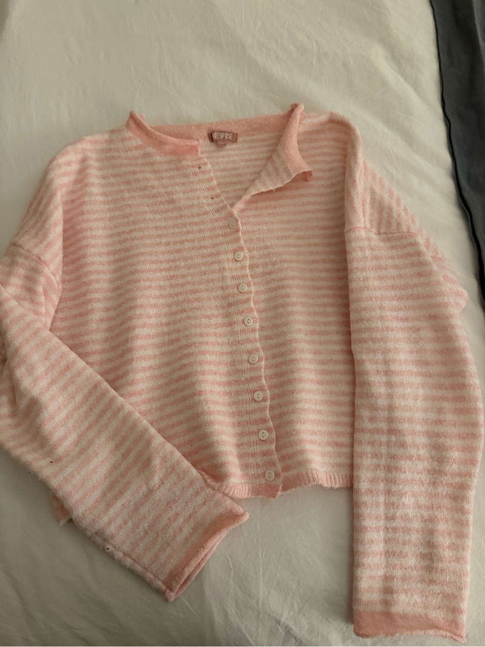 Striped Rollneck Cardigan Sweater